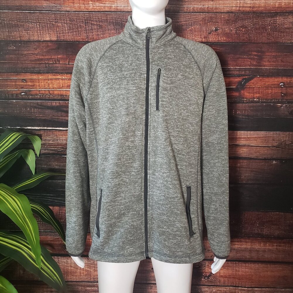 Swiss Tech Mens XL 46-48 Heathered Gray Full Zip Sweatshirt Zipped Pockets